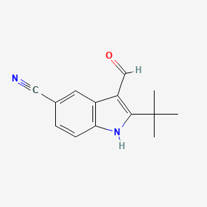 molecular formula C14H14N2O B2925889 2-叔丁基-3-甲酰-1H-吲哚-5-腈 CAS No. 587828-18-0