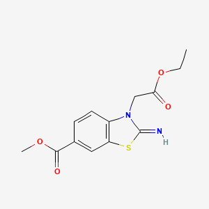 molecular formula C13H14N2O4S B2925895 Methyl 3-(2-ethoxy-2-oxoethyl)-2-imino-2,3-dihydrobenzo[d]thiazole-6-carboxylate CAS No. 1286722-61-9