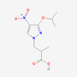 molecular formula C10H15N3O5 B2925899 3-(3-isopropoxy-4-nitro-1H-pyrazol-1-yl)-2-methylpropanoic acid CAS No. 1856030-79-9