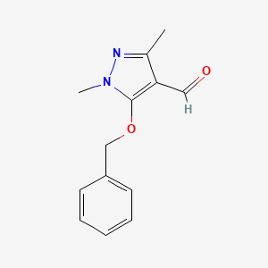 molecular formula C13H14N2O2 B2925915 5-(benzyloxy)-1,3-dimethyl-1H-pyrazole-4-carbaldehyde CAS No. 1174307-24-4