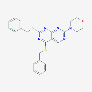 molecular formula C24H23N5OS2 B292592 2,4-Bis(benzylsulfanyl)-7-(4-morpholinyl)pyrimido[4,5-d]pyrimidine 
