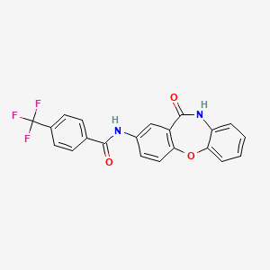 molecular formula C21H13F3N2O3 B2925929 N-(11-oxo-10,11-dihydrodibenzo[b,f][1,4]oxazepin-2-yl)-4-(trifluoromethyl)benzamide CAS No. 921890-89-3