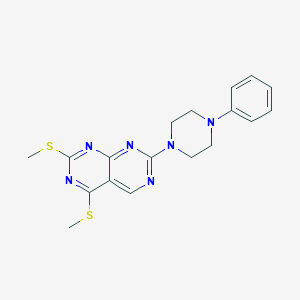 molecular formula C18H20N6S2 B292593 2,4-Bis(methylsulfanyl)-7-(4-phenyl-1-piperazinyl)pyrimido[4,5-d]pyrimidine 