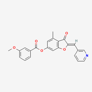 molecular formula C23H17NO5 B2925933 (Z)-4-methyl-3-oxo-2-(pyridin-3-ylmethylene)-2,3-dihydrobenzofuran-6-yl 3-methoxybenzoate CAS No. 903191-98-0