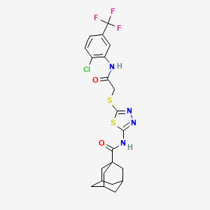 molecular formula C22H22ClF3N4O2S2 B2925956 N-[5-[2-[2-氯-5-(三氟甲基)苯胺基]-2-氧代乙基]硫代基-1,3,4-噻二唑-2-基]金刚烷-1-甲酰胺 CAS No. 392298-96-3