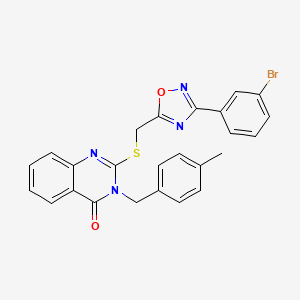 molecular formula C25H19BrN4O2S B2925970 2-(((3-(3-溴苯基)-1,2,4-恶二唑-5-基)甲基)硫代)-3-(4-甲基苄基)喹唑啉-4(3H)-酮 CAS No. 2034205-41-7