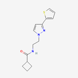 N-(2-(3-(thiophen-2-yl)-1H-pyrazol-1-yl)ethyl)cyclobutanecarboxamide