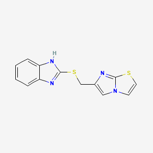 molecular formula C13H10N4S2 B2925993 6-(((1H-benzo[d]imidazol-2-yl)thio)methyl)imidazo[2,1-b]thiazole CAS No. 303016-22-0