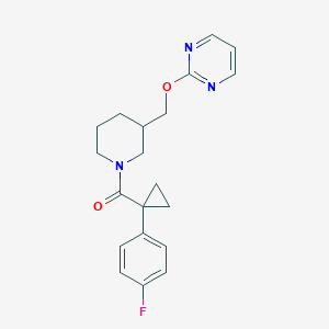 molecular formula C20H22FN3O2 B2925994 [1-(4-Fluorophenyl)cyclopropyl]-[3-(pyrimidin-2-yloxymethyl)piperidin-1-yl]methanone CAS No. 2379951-54-7