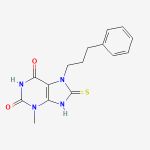 molecular formula C15H16N4O2S B2925996 8-巯基-3-甲基-7-(3-苯基丙基)-1H-嘌呤-2,6(3H,7H)-二酮 CAS No. 364371-36-8