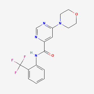 molecular formula C16H15F3N4O2 B2926007 6-morpholino-N-(2-(trifluoromethyl)phenyl)pyrimidine-4-carboxamide CAS No. 1901059-36-6