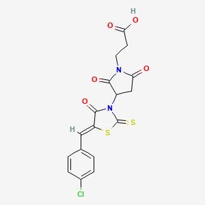 molecular formula C17H13ClN2O5S2 B2926020 (Z)-3-(3-(5-(4-chlorobenzylidene)-4-oxo-2-thioxothiazolidin-3-yl)-2,5-dioxopyrrolidin-1-yl)propanoic acid CAS No. 1164115-23-4