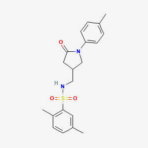 molecular formula C20H24N2O3S B2926023 2,5-dimethyl-N-((5-oxo-1-(p-tolyl)pyrrolidin-3-yl)methyl)benzenesulfonamide CAS No. 954608-96-9