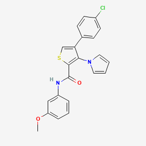 molecular formula C22H17ClN2O2S B2926029 4-(4-chlorophenyl)-N-(3-methoxyphenyl)-3-(1H-pyrrol-1-yl)thiophene-2-carboxamide CAS No. 1291859-27-2