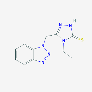 molecular formula C11H12N6S B292603 5-(1H-1,2,3-benzotriazol-1-ylmethyl)-4-ethyl-2,4-dihydro-3H-1,2,4-triazole-3-thione 