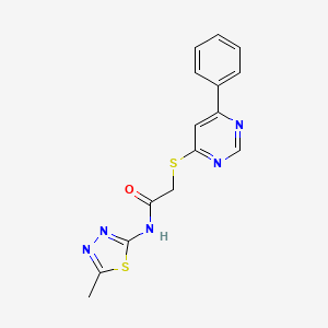 molecular formula C15H13N5OS2 B2926031 N-(5-methyl-1,3,4-thiadiazol-2-yl)-2-((6-phenylpyrimidin-4-yl)thio)acetamide CAS No. 1203063-68-6