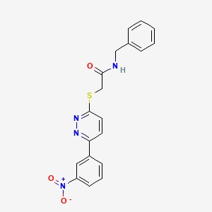 molecular formula C19H16N4O3S B2926035 N-苄基-2-[6-(3-硝基苯基)哒嗪-3-基]硫代乙酰胺 CAS No. 893998-02-2