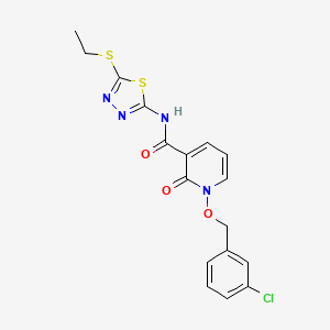 molecular formula C17H15ClN4O3S2 B2926037 1-((3-chlorobenzyl)oxy)-N-(5-(ethylthio)-1,3,4-thiadiazol-2-yl)-2-oxo-1,2-dihydropyridine-3-carboxamide CAS No. 852366-40-6