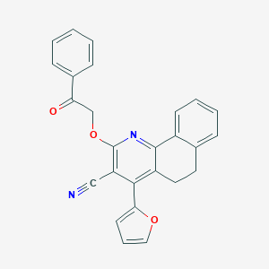 molecular formula C26H18N2O3 B292605 4-(2-Furyl)-2-(2-oxo-2-phenylethoxy)-5,6-dihydrobenzo[h]quinoline-3-carbonitrile 