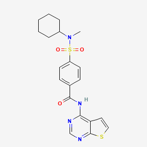 molecular formula C20H22N4O3S2 B2926052 4-(N-环己基-N-甲基磺酰基)-N-(噻吩[2,3-d]嘧啶-4-基)苯甲酰胺 CAS No. 941877-89-0