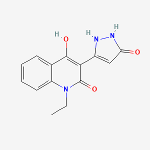 molecular formula C14H13N3O3 B2926053 1-乙基-4-羟基-3-(5-氧代-2,5-二氢-1H-吡唑-3-基)-2(1H)-喹啉酮 CAS No. 866135-98-0