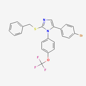 molecular formula C23H16BrF3N2OS B2926056 2-(benzylthio)-5-(4-bromophenyl)-1-(4-(trifluoromethoxy)phenyl)-1H-imidazole CAS No. 1226436-82-3