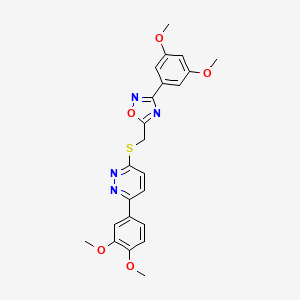 molecular formula C23H22N4O5S B2926062 3-(3,4-Dimethoxyphenyl)-6-({[3-(3,5-dimethoxyphenyl)-1,2,4-oxadiazol-5-yl]methyl}sulfanyl)pyridazine CAS No. 1111260-57-1