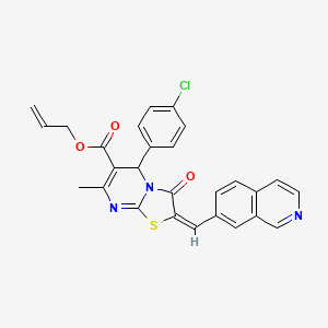 molecular formula C27H20ClN3O3S B2926067 (E)-allyl 5-(4-chlorophenyl)-2-(isoquinolin-7-ylmethylene)-7-methyl-3-oxo-3,5-dihydro-2H-thiazolo[3,2-a]pyrimidine-6-carboxylate CAS No. 1321804-92-5