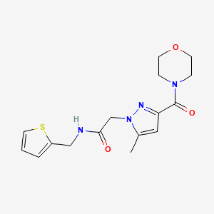 molecular formula C16H20N4O3S B2926069 2-(5-methyl-3-(morpholine-4-carbonyl)-1H-pyrazol-1-yl)-N-(thiophen-2-ylmethyl)acetamide CAS No. 1172939-58-0