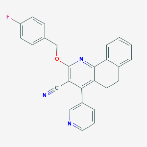 molecular formula C26H18FN3O B292607 2-[(4-Fluorobenzyl)oxy]-4-(3-pyridinyl)-5,6-dihydrobenzo[h]quinoline-3-carbonitrile 