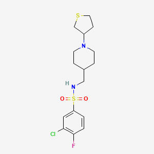 molecular formula C16H22ClFN2O2S2 B2926080 3-chloro-4-fluoro-N-((1-(tetrahydrothiophen-3-yl)piperidin-4-yl)methyl)benzenesulfonamide CAS No. 2034572-58-0