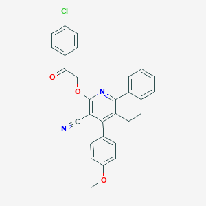 molecular formula C29H21ClN2O3 B292609 2-[2-(4-Chlorophenyl)-2-oxoethoxy]-4-(4-methoxyphenyl)-5,6-dihydrobenzo[h]quinoline-3-carbonitrile 