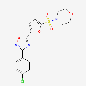 molecular formula C16H14ClN3O5S B2926100 4-((5-(3-(4-氯苯基)-1,2,4-恶二唑-5-基)呋喃-2-基)磺酰基)吗啉 CAS No. 1190257-70-5