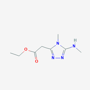 molecular formula C8H14N4O2 B2926118 ethyl 2-[4-methyl-5-(methylamino)-4H-1,2,4-triazol-3-yl]acetate CAS No. 1567078-48-1