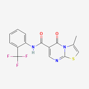 molecular formula C15H10F3N3O2S B2926120 3-methyl-5-oxo-N-(2-(trifluoromethyl)phenyl)-5H-thiazolo[3,2-a]pyrimidine-6-carboxamide CAS No. 851945-12-5