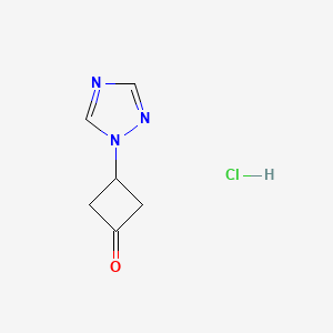 molecular formula C6H8ClN3O B2926123 3-(1,2,4-Triazol-1-yl)cyclobutan-1-one;hydrochloride CAS No. 2378502-72-6