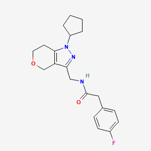 molecular formula C20H24FN3O2 B2926128 N-((1-cyclopentyl-1,4,6,7-tetrahydropyrano[4,3-c]pyrazol-3-yl)methyl)-2-(4-fluorophenyl)acetamide CAS No. 1788543-53-2