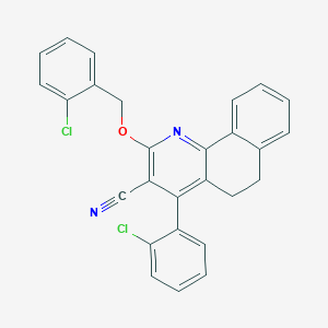 molecular formula C27H18Cl2N2O B292613 2-[(2-Chlorobenzyl)oxy]-4-(2-chlorophenyl)-5,6-dihydrobenzo[h]quinoline-3-carbonitrile 