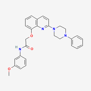 molecular formula C28H28N4O3 B2926133 N-(3-甲氧基苯基)-2-((2-(4-苯基哌嗪-1-基)喹啉-8-基)氧基)乙酰胺 CAS No. 941909-86-0