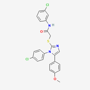 molecular formula C24H19Cl2N3O2S B2926138 N-(3-氯苯基)-2-((1-(4-氯苯基)-5-(4-甲氧基苯基)-1H-咪唑-2-基)硫代)乙酰胺 CAS No. 1226444-09-2