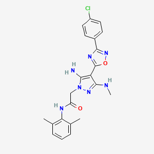molecular formula C22H22ClN7O2 B2926140 2-(5-amino-4-(3-(4-chlorophenyl)-1,2,4-oxadiazol-5-yl)-3-(methylamino)-1H-pyrazol-1-yl)-N-(2,6-dimethylphenyl)acetamide CAS No. 1171067-21-2