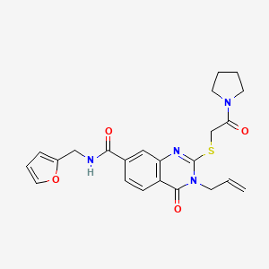 molecular formula C23H24N4O4S B2926145 N-(furan-2-ylmethyl)-4-oxo-2-(2-oxo-2-pyrrolidin-1-ylethyl)sulfanyl-3-prop-2-enylquinazoline-7-carboxamide CAS No. 451467-28-0