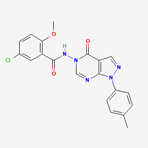 molecular formula C20H16ClN5O3 B2926146 5-氯-2-甲氧基-N-(4-氧代-1-(对甲苯基)-1H-吡唑并[3,4-d]嘧啶-5(4H)-基)苯甲酰胺 CAS No. 899737-27-0