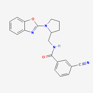 molecular formula C20H18N4O2 B2926165 N-((1-(benzo[d]oxazol-2-yl)pyrrolidin-2-yl)methyl)-3-cyanobenzamide CAS No. 1795086-50-8