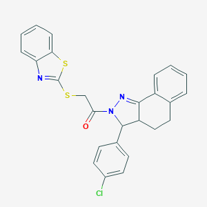 1,3-benzothiazol-2-yl 2-[3-(4-chlorophenyl)-3,3a,4,5-tetrahydro-2H-benzo[g]indazol-2-yl]-2-oxoethyl sulfide