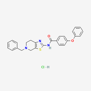 molecular formula C26H24ClN3O2S B2926173 N-(5-benzyl-4,5,6,7-tetrahydrothiazolo[5,4-c]pyridin-2-yl)-4-phenoxybenzamide hydrochloride CAS No. 1189462-36-9