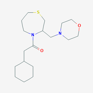molecular formula C18H32N2O2S B2926176 2-环己基-1-(3-(吗啉甲基)-1,4-噻氮杂环-4-基)乙酮 CAS No. 1421509-33-2