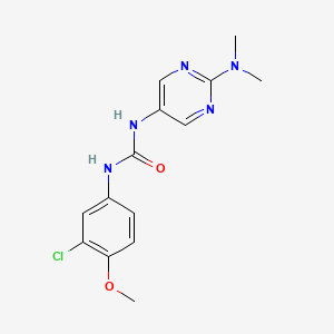 molecular formula C14H16ClN5O2 B2926199 1-(3-Chloro-4-methoxyphenyl)-3-(2-(dimethylamino)pyrimidin-5-yl)urea CAS No. 1396853-01-2