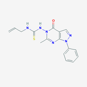molecular formula C16H16N6OS B292620 N-allyl-N'-(6-methyl-4-oxo-1-phenyl-1,4-dihydro-5H-pyrazolo[3,4-d]pyrimidin-5-yl)thiourea 