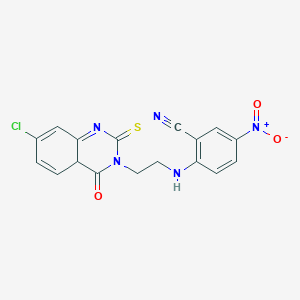 2-{[2-(7-Chloro-4-oxo-2-sulfanylidene-1,2,3,4-tetrahydroquinazolin-3-yl)ethyl]amino}-5-nitrobenzonitrile